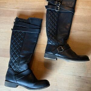 Charming Charlie Black Quilted Moto Boots